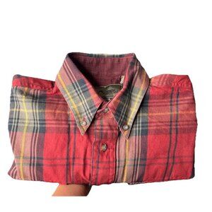 Roper Men’s Small 100% Cotton western shirt red navy plaid